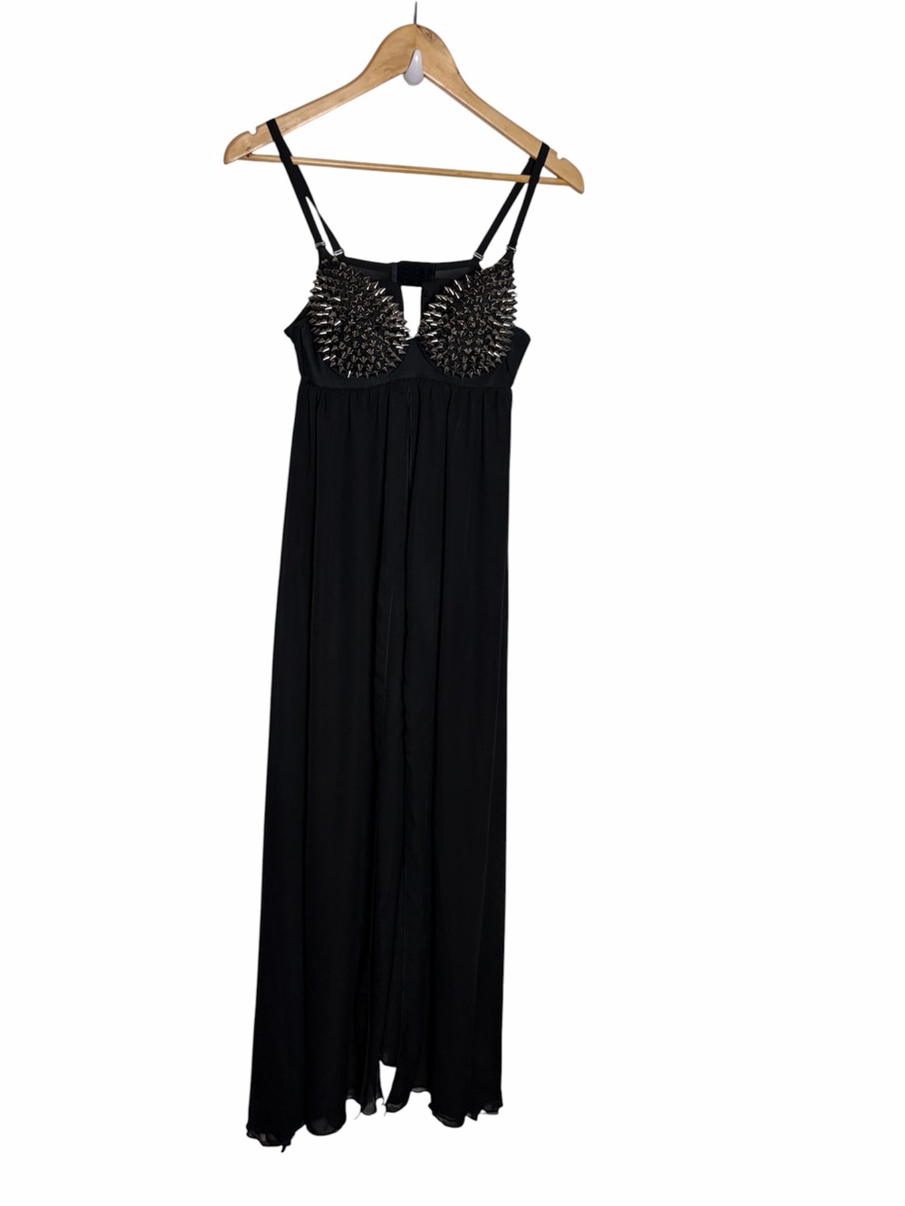 Spiked metal punk studded bra open front maxi dress or nighty size L